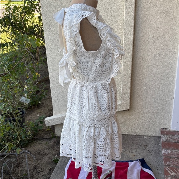 NWT Sea New York from Free People White Lace Eyelet beautiful sleeveless dress. - Picture 5 of 14